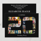 20e verjaardagsfeestje fotocollage zwart wit kaart (Voorkant / Achterkant)