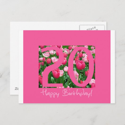 20e verjaardagsgroet briefkaart (Voorkant / Achterkant)