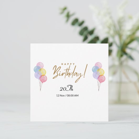 20e Verjaardagskaart Kaart (Staand voorkant)