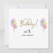 20e Verjaardagskaart Kaart (Voorkant)
