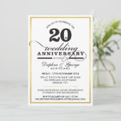 20E WEDDING JUBILEUM, stijlvol, zwart goud Kaart (Staand voorkant)