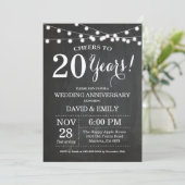 20e Wedding Jubileum Uitnodiging Chalkboard (Staand voorkant)