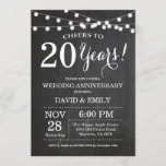 20e Wedding Jubileum Uitnodiging Chalkboard<br><div class="desc">20e uitnodiging tot het Jubileum van het huwelijk. Chalkboard Achtergrond. Koord lichten. Zwart-Wit. 1e, 2e, 3e, 4e, 5e, 10e, 15e, 20e, 25e, 30e, 35e, 40e, 45e, 50e, 55e, 60e, 65e, 70e, 75e, 80e, om het even welke jaren. Volwassen verjaardag. Vrouw of Man Man Birthday Party. Voor verdere aanpassing, te klikken...</div>