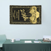 20e welkomstpatroon zwart & Gold Random Number 20 Spandoek (Beurs)