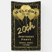 20e welkomstpatroon zwart & Gold Random Number 20 Spandoek (Verticaal)