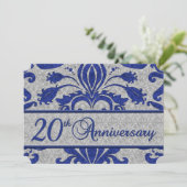 20e Zakelijk Jubileum  Blauw en Zilver Kaart (Staand voorkant)