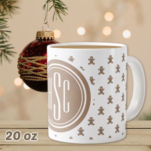 20oz Grote Monogram Gingerbread Man Koffiekop