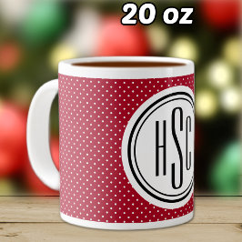 20oz Grote Monogram Rode & Witte Zwitserse Stippen Grote Koffiekop