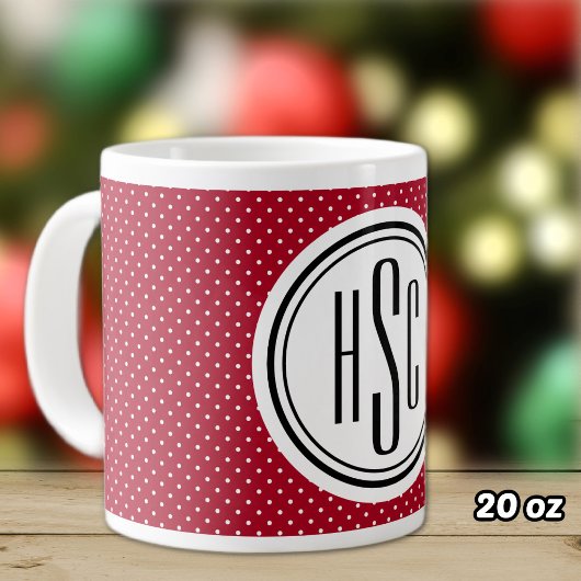 20oz Grote Monogram Rode & Witte Zwitserse Stippen Koffiekop