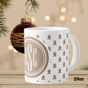 20oz Grote Monogramme Kerstmannetje van Peperkoek Koffiekop