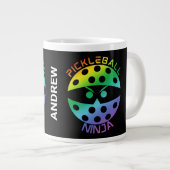20oz Rainbow pickleball ninja met naam Grote Koffiekop (Voorkant rechts)