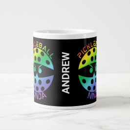 20oz Rainbow pickleball ninja met naam Grote Koffiekop