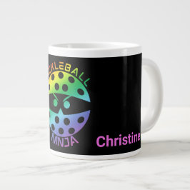 20oz Rainbow pickleball ninja met naam Grote Koffiekop