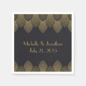 20's Art Deco Scallop Trouwservet Grijs Servetten (Voorkant)