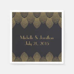 20's Art Deco Scallop Trouwservet Grijs Servetten