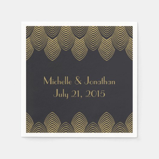 20's Art Deco Scallop Trouwservet Grijs Servetten (Voorkant)