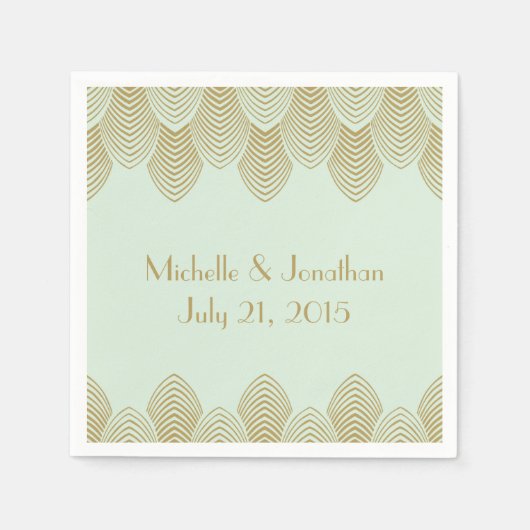  20's Art Deco Scallop Trouwservet Mint Servet (Voorkant)