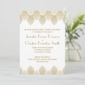  20's Art Deco Scallop White Gold Wedding Kaart (Staand voorkant)