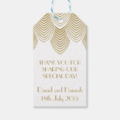  20's Art Deco Scallop Wit Goud Gift Label Cadeaulabel (Voorkant)