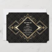  20s Gold Black Great Gatsby Nieuwjaar Kaart (Voorkant)