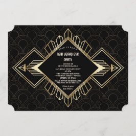  20s Gold Black Great Gatsby Nieuwjaar Kaart