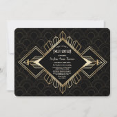  20s Gold Black Great Gatsby Sweet Sixteen Kaart (Voorkant)