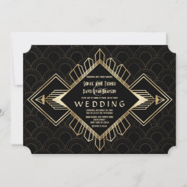  20s Gold Black Great Gatsby Wedding Kaart