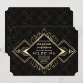  20s Gold Black Great Gatsby Wedding Kaart (Voorkant / Achterkant)