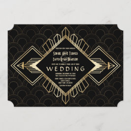  20s Gold Black Great Gatsby Wedding Kaart