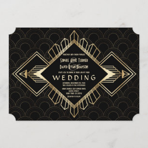  20s Gold Black Great Gatsby Wedding Kaart