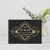  20s Gold Black Great Gatsby Wedding Save The Date (Staand voorkant)