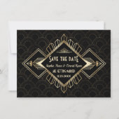  20s Gold Black Great Gatsby Wedding Save The Date (Voorkant)