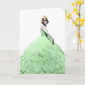 20s  Mode Vrouw Kerstboom Kaart (Gele Bloem)