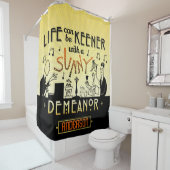 20s Retro Art Deco Sunny Demeanor Custom Name Douchegordijn (In situ)