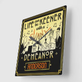 20s Retro Art Deco Sunny Demeanor Custom Name Vierkante Klok (Hoek)