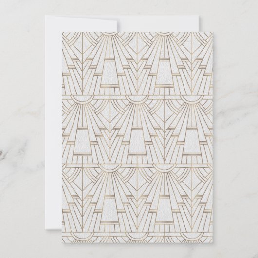20s Royale Fleur-de-Lis Art Deco Goud Witte Trouw Kaart (Achterkant)