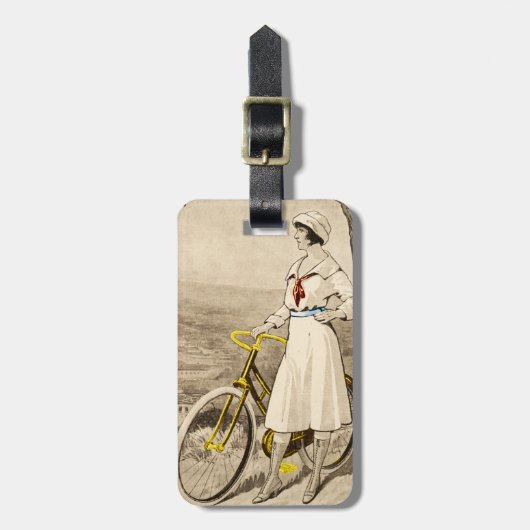 '20s Woman Bicycle Advertisement Luggage Bagagelabel (Voorkant verticaal)