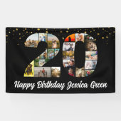 20ste gelukkige verjaardag Foto Collage jubileum Spandoek (Horizontaal)
