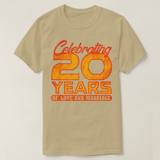 20ste huwelijkshuwelijk 20 jaar Jubileum 4 T-shirt (Design voorkant)
