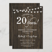 20ste huwelijksjubileum - Rustiek hout Kaart (Voorkant / Achterkant)