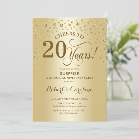 20ste Jubileum in goud Kaart (Staand voorkant)