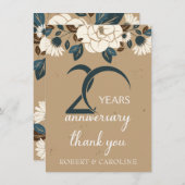 20ste Jubileum voor bruiloft Bedankkaart (Voorkant / Achterkant)