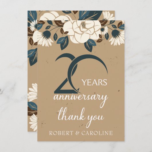 20ste Jubileum voor bruiloft Bedankkaart (Voorkant / Achterkant)