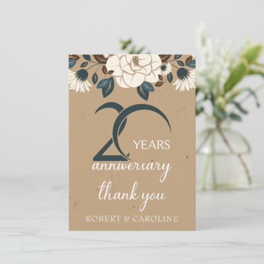 20ste Jubileum voor bruiloft Bedankkaart (Staand voorkant)