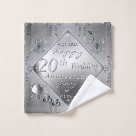 20ste Platina Smaragd Huwelijksjubileum Bad Handd Handdoek