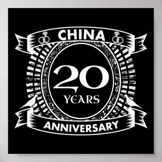 20ste trouwdag china poster (Voorkant)