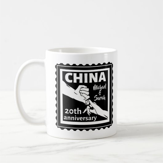 20ste trouwdag China traditioneel Koffiemok (Links)
