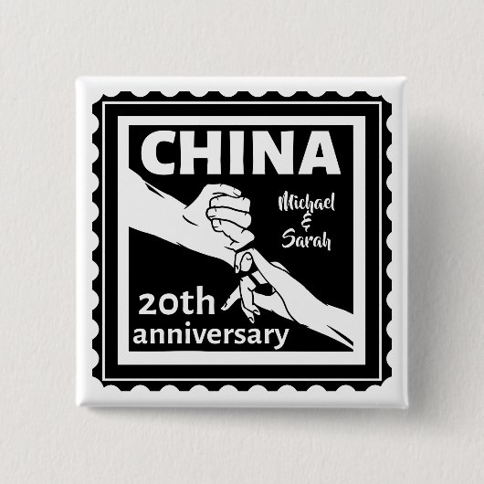 20ste trouwdag China traditioneel Vierkante Button 5,1 Cm (Voorkant)