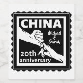 20ste trouwdag China traditioneel Wijn Etiket (Enkel label)