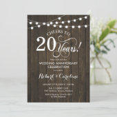 20ste trouwjubileum - Rustiek hout Kaart (Staand voorkant)